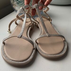 Aldo Beige Sandals with Sparkling Accents